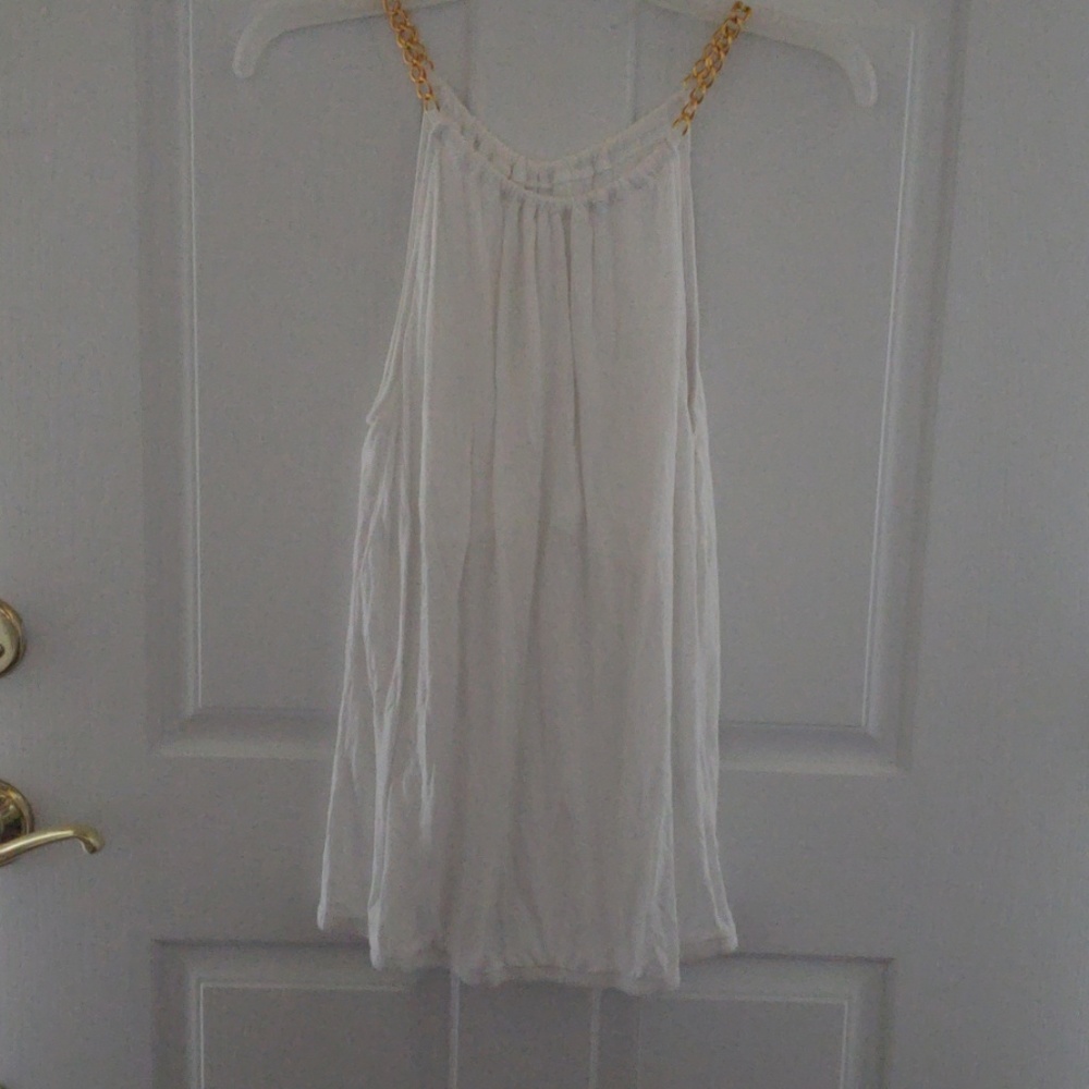 NY&Co White Tank Top with chain straps